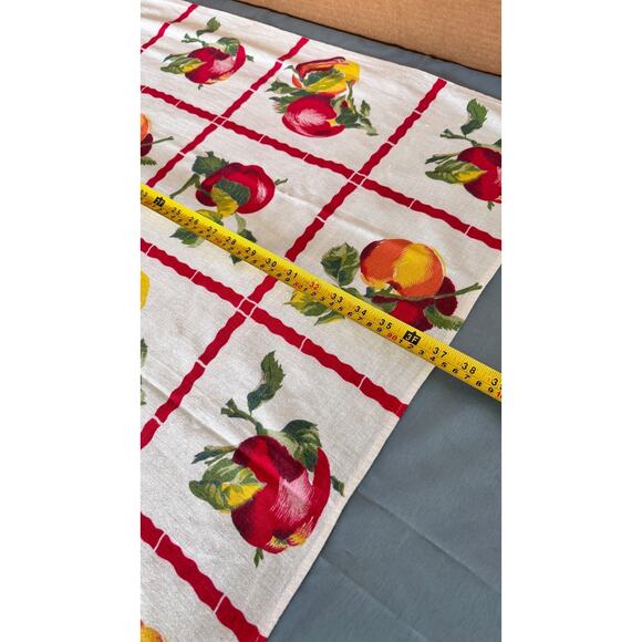 Vintage 50s Red & Yellow Apple Tablecloth 36"x 26" - Picture 14 of 15
